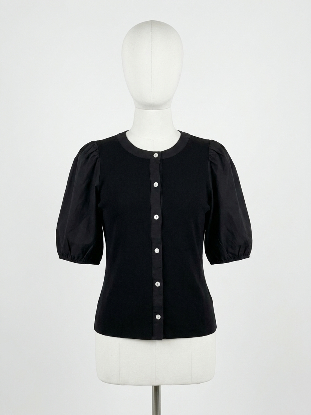 NEW FIFTEEN TWENTY terryn contrast short sleeve top in black